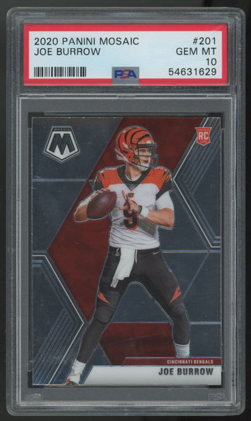 2020 Panini Mosaic Joe Burrow RC #201 PSA 10