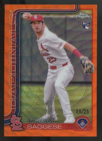 2025 Topps Chrome Thomas Saggese RC Orange Wave /25 #87