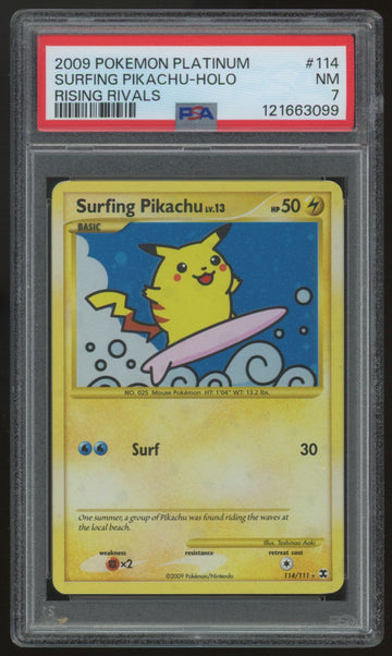 2009 Pokemon Surfing Pikachu Rising Rivals Holo #114 PSA 7