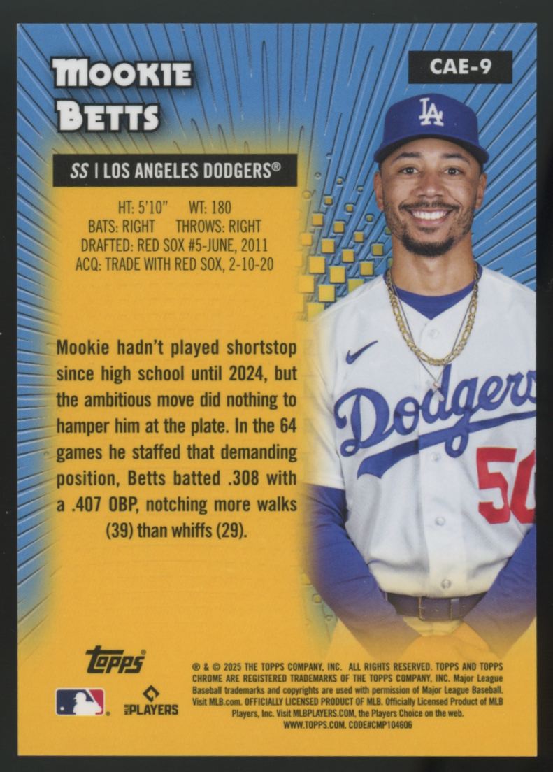 2025 Topps Chrome Logofractor Mookie Betts Orange All-Etch /25 #CAE-9