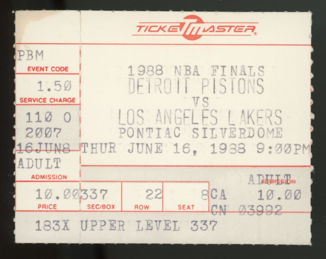 1988 NBA Finals Ticket Game 5 Pistons - Lakers