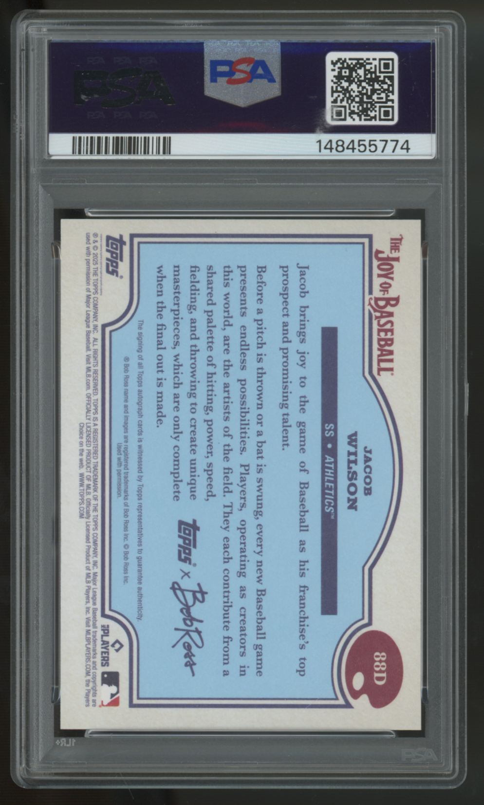 2025 Topps X Bob Ross Jacob Wilson RC Indian Yellow Auto /25 #88D PSA 10 10