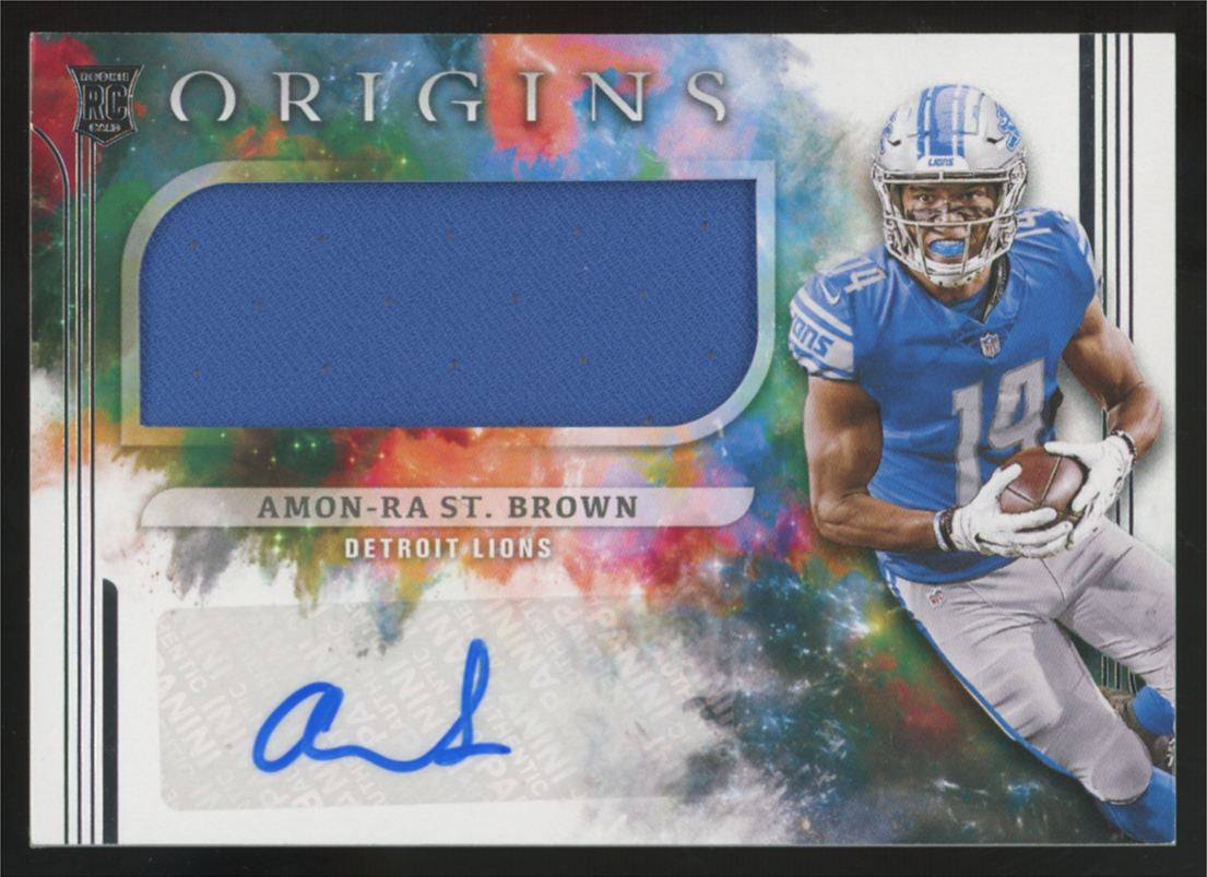 2021 Panini Origins Amon-Ra St. Brown RC Jumbo Patch Auto RPA #183