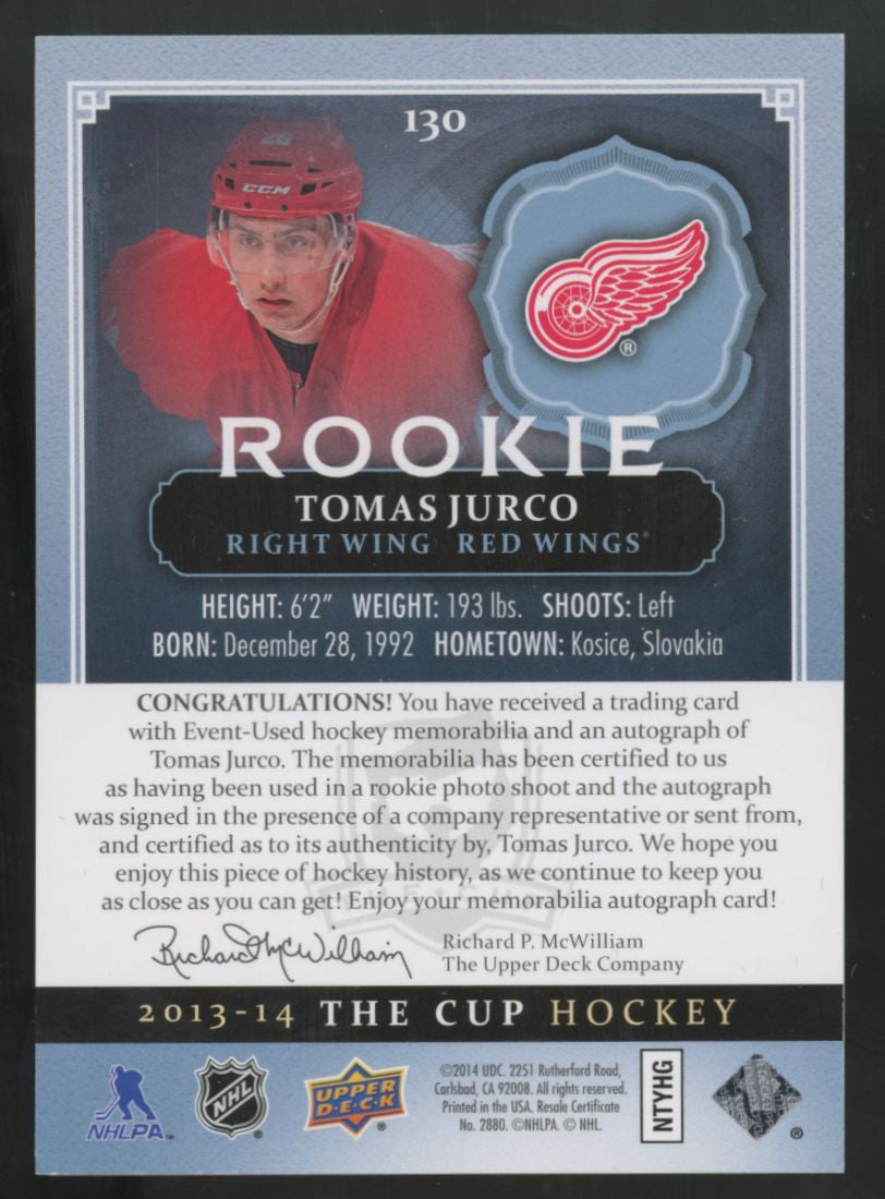 2013-14 Upper Deck The Cup Tomas Jurco RC Patch Auto RPA /249 #130 "A"