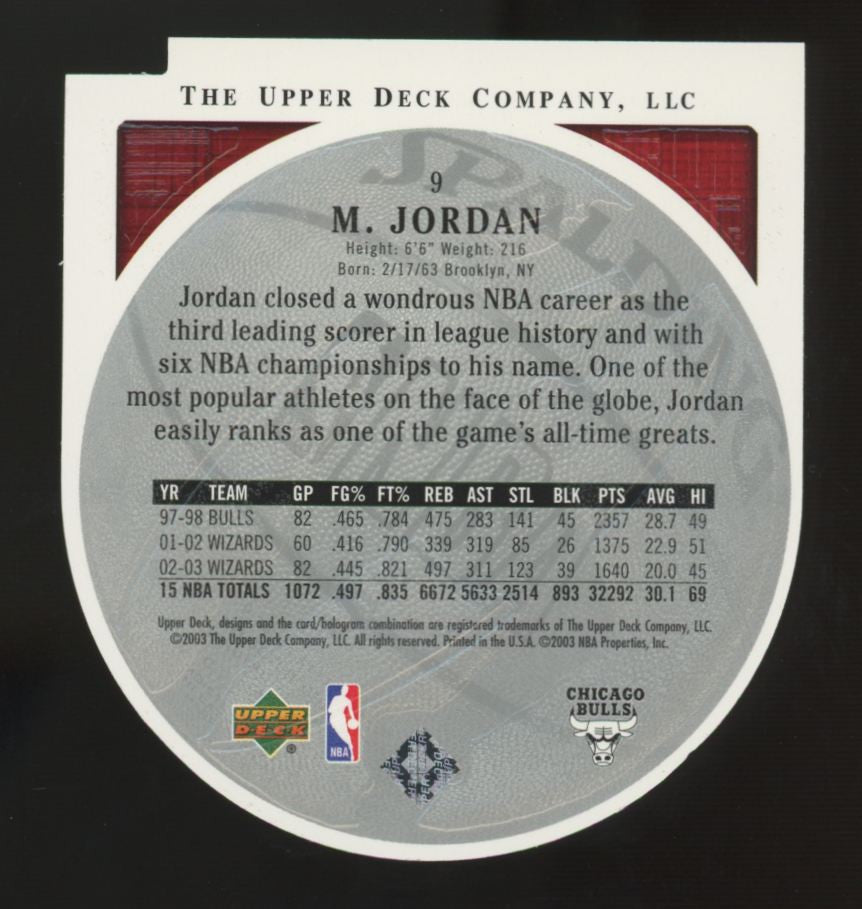 2003-04 Upper Deck Standing "O" Michael Jordan Die-Cut #9