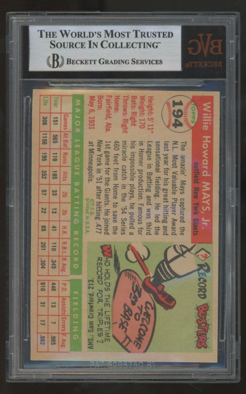 1955 Topps Willie Mays #194 BVG 5.5