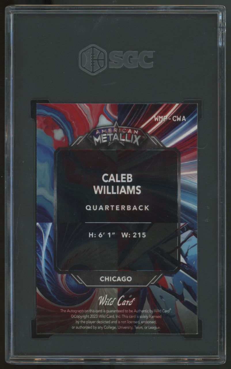 2023 American Metallix Caleb Williams RC Blue Wildliquid Auto /5 SGC 9 10