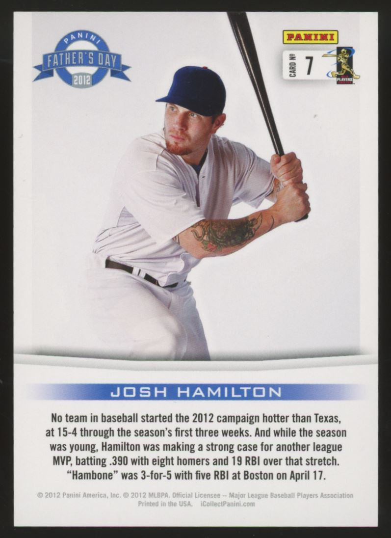 2012 Panini Father's Day Josh Hamilton Auto #7