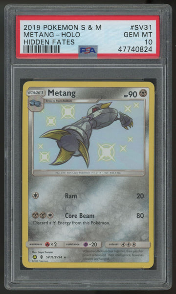 2019 Pokemon Metang Hidden Fates Shiny Holo #SV31 PSA 10