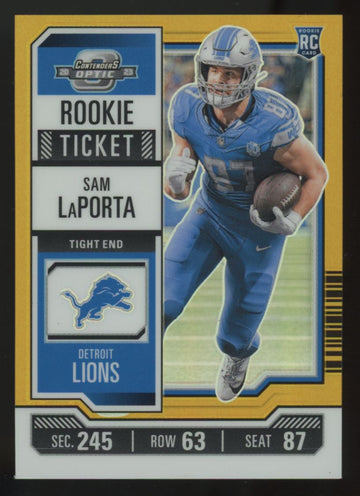 2023 Contenders Optic Sam LaPorta RC Gold Rookie Ticket /50 #89
