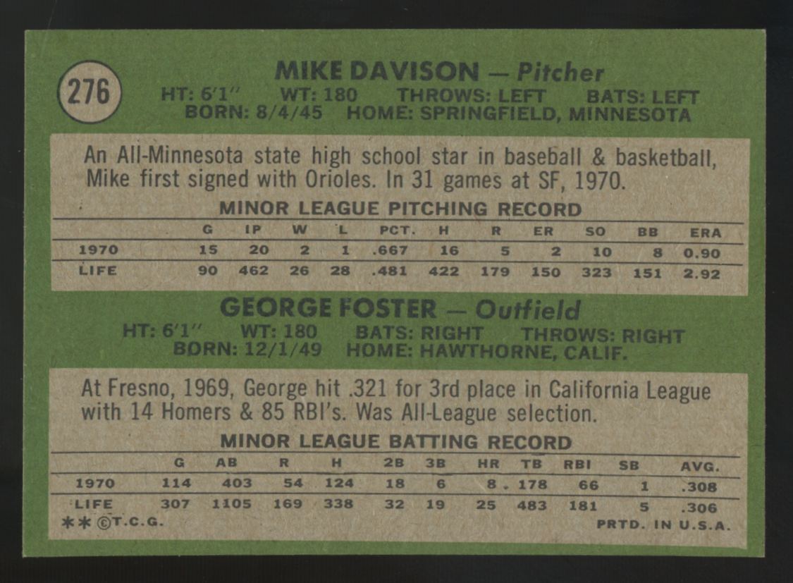 1971 Topps George Foster RC Rookie Stars #276 NM