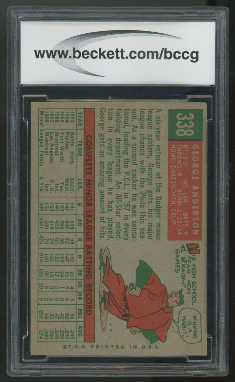 1959 Topps George Sparky Anderson RC #338 BCCG 7