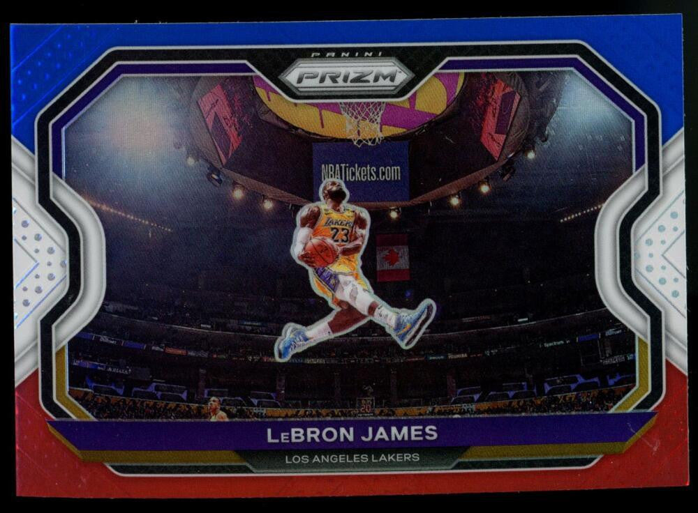 SOLD 11759 2020-21 Panini Prizm Lebron James Red White and Blue Kobe Tribute #1