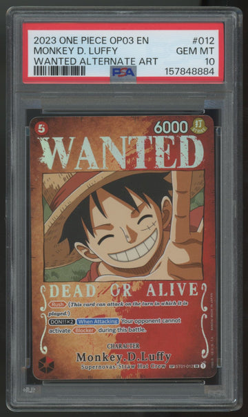 2023 One Piece Monkey D Luffy OP03 Wanted Alt Art #12 PSA 10