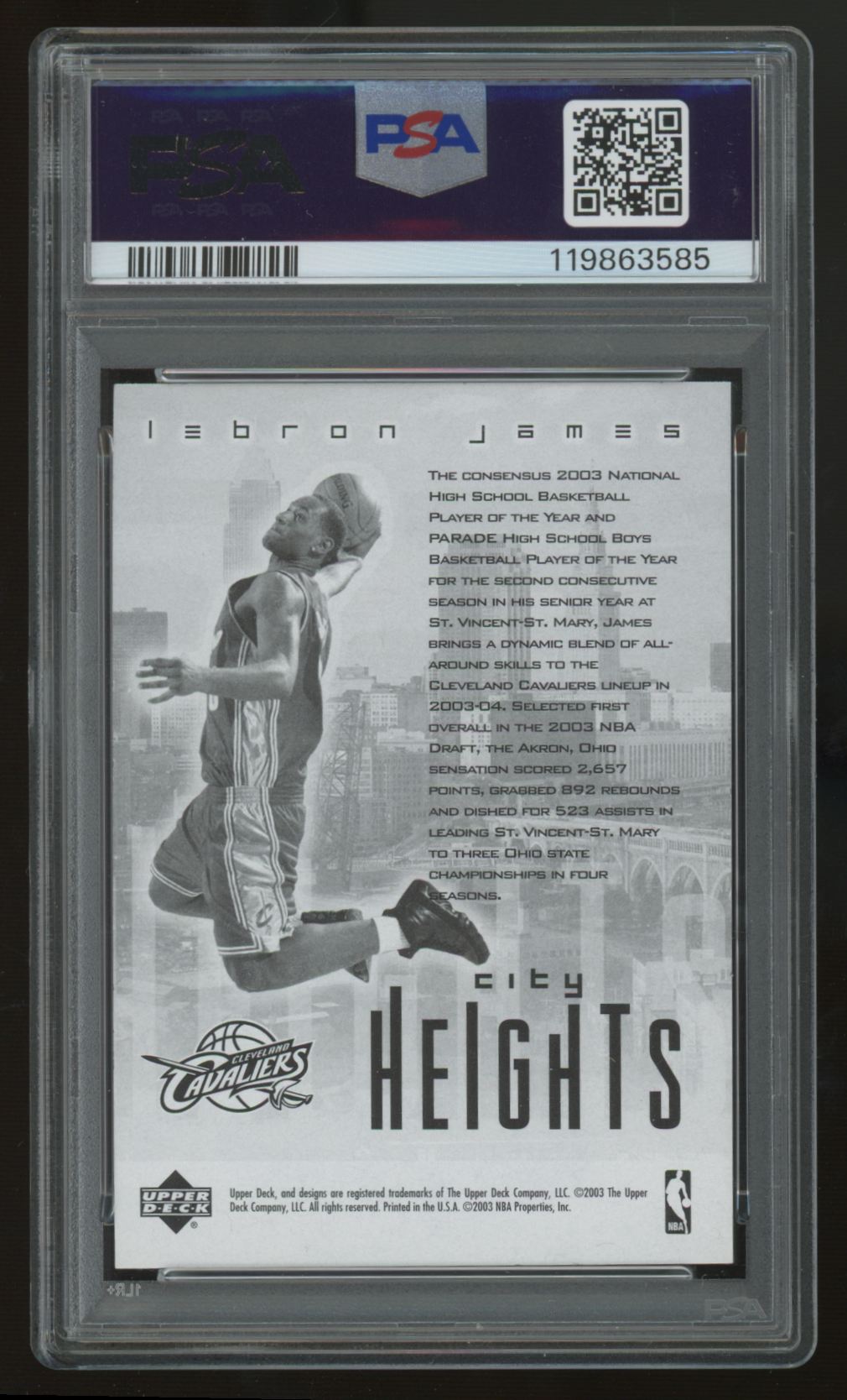 2003-04 Upper Deck LeBron James RC City Heights PSA 9