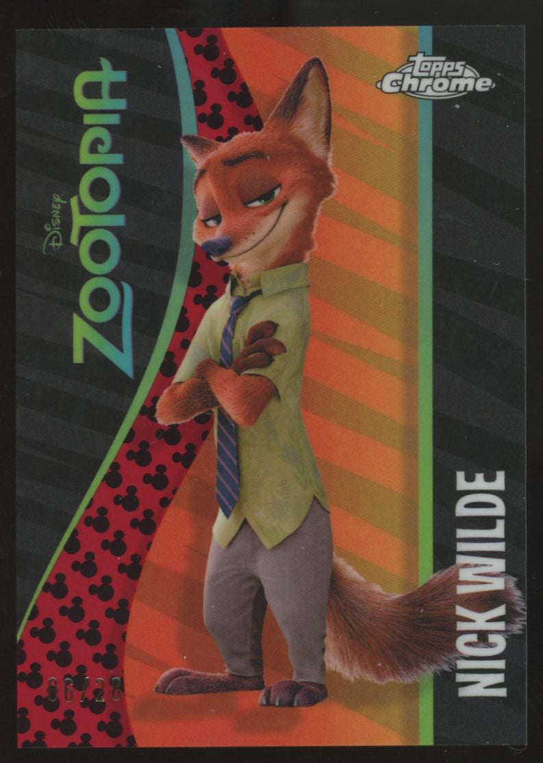 2025 Topps Chrome Disney Nick Wilde Zooptopia Icons Mickey Mouse Refractor /28