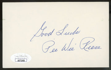 Pee Wee Reese Signed Autographed Index Card JSA Authentic