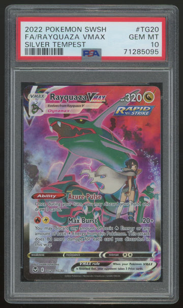 2022 Pokemon Rayquaza VMax Silver Tempest Full Art #TG20 PSA 10 (G)
