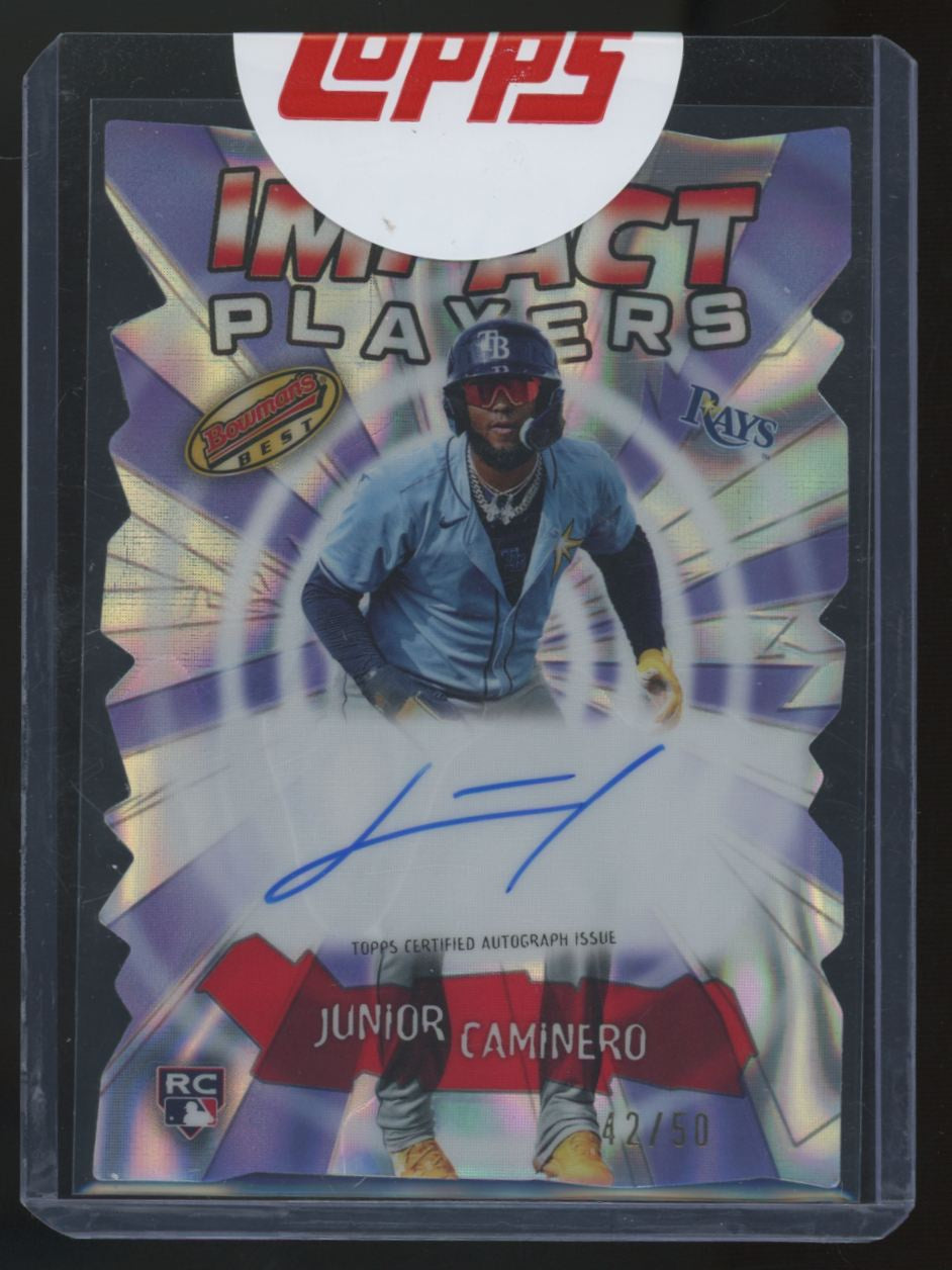 2024 Bowman's Best Junior Caminero RC Impact Players Lava Refractor Auto /50