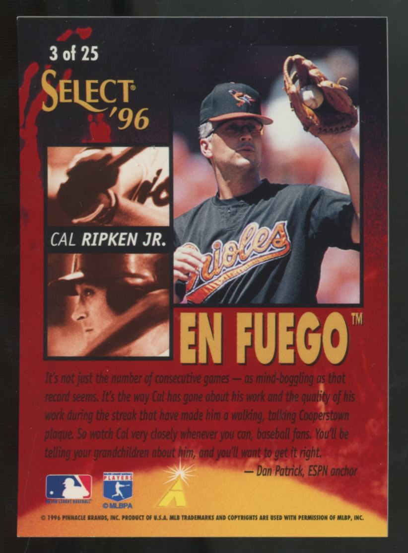 1996 Pinnacle Select Cal Ripken Jr. En Fuego #3