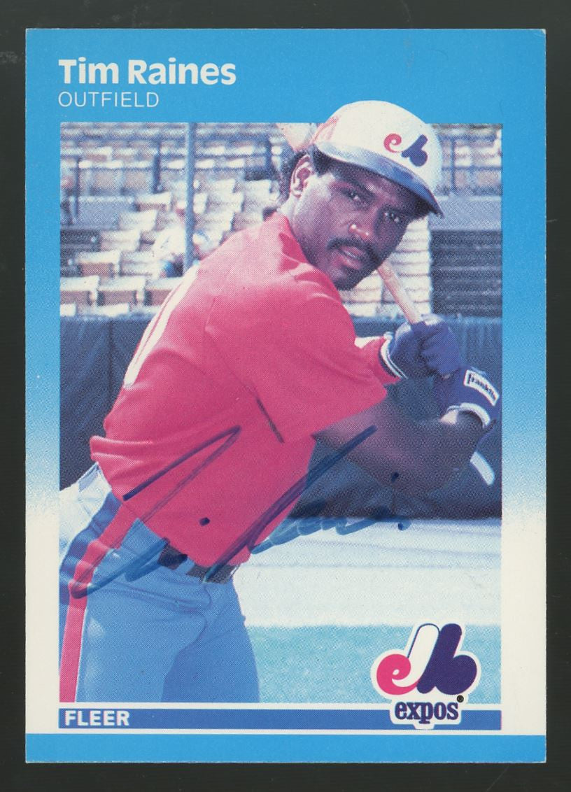 1987 Fleer Tim Raines #328 Signed Auto BAS
