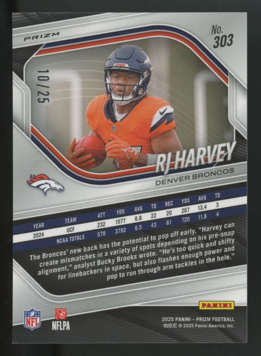 2025 Panini Prizm RJ Harvey RC Navy Camo /25 #303