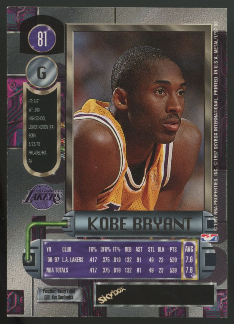 1997-98 Skybox Metal Universe Kobe Bryant #81 "A"