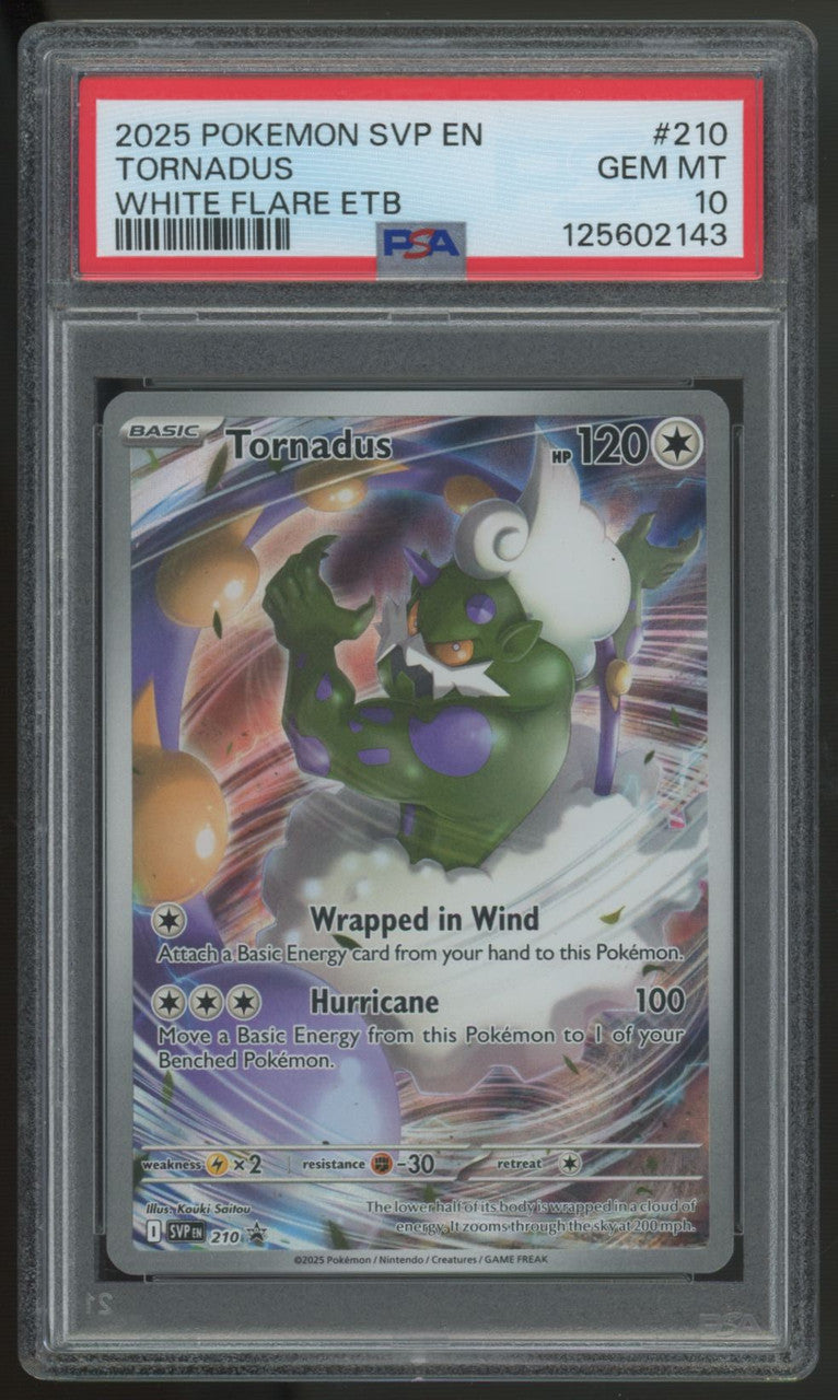 2025 Pokemon Tornadus White Flare ETB Promo #210 PSA 10