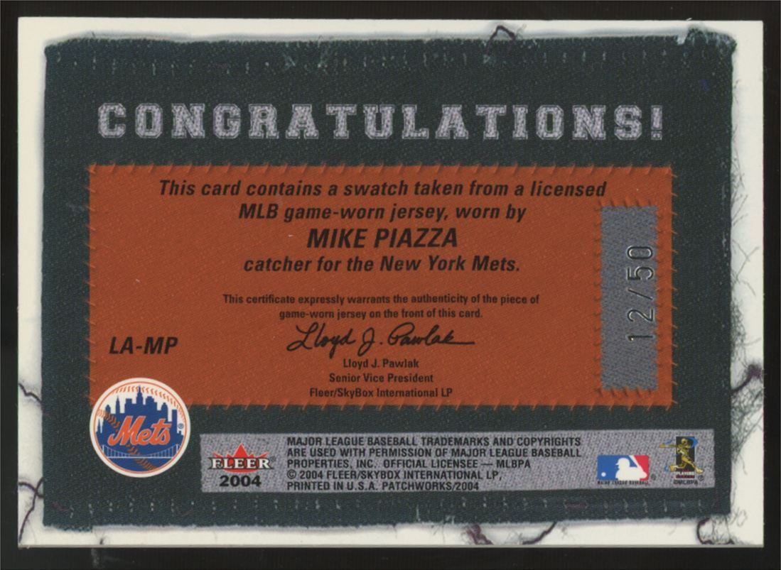 2004 Fleer Patchworks Mike Piazza Licensed Apparel Patch /50 #LA-MP