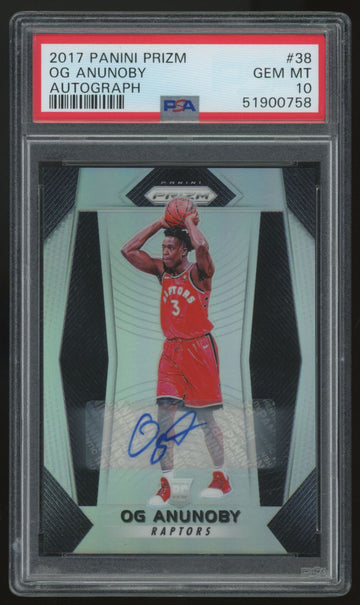 2017-18 Panini Prizm OG Anunoby RC Silver Auto #38 PSA 10