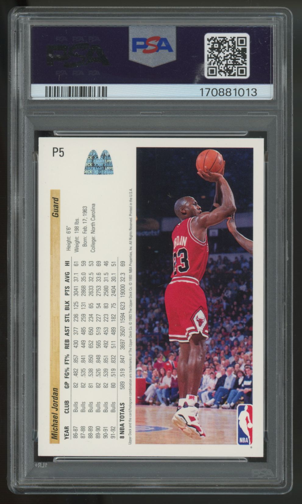 1992-93 Upper Deck McDonald's Michael Jordan #P5 PSA 8