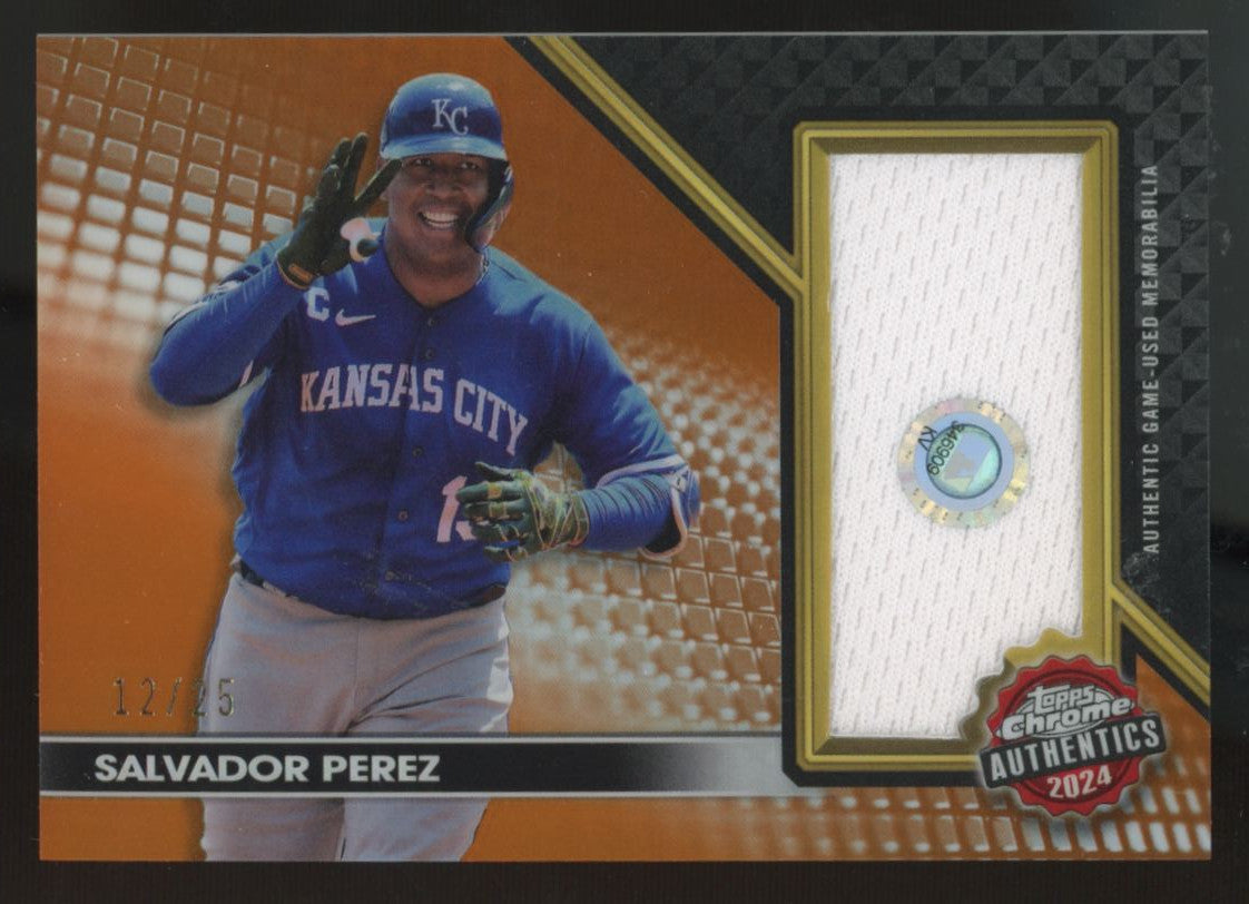 2024 Topps Chrome Authentic Salvador Perez Orange Refractor Patch /25 #TCA-SP