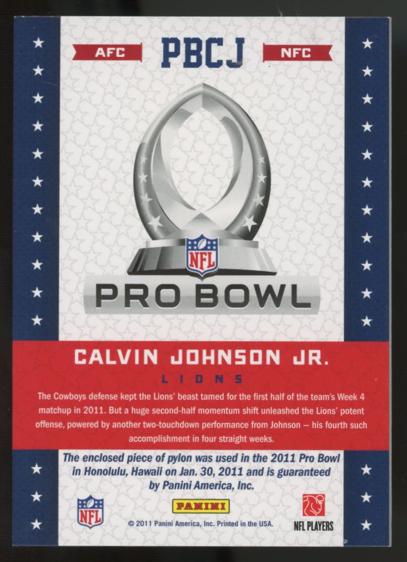 2011 Panini Black Friday Calvin Johnson Pro Bowl Materials Pylon Patch #PBCJ