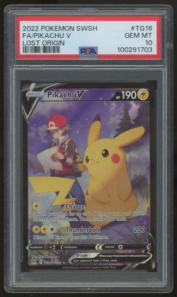 2022 Pokemon Pikachu V Lost Origin Full Art #TG16 PSA 10 (C)