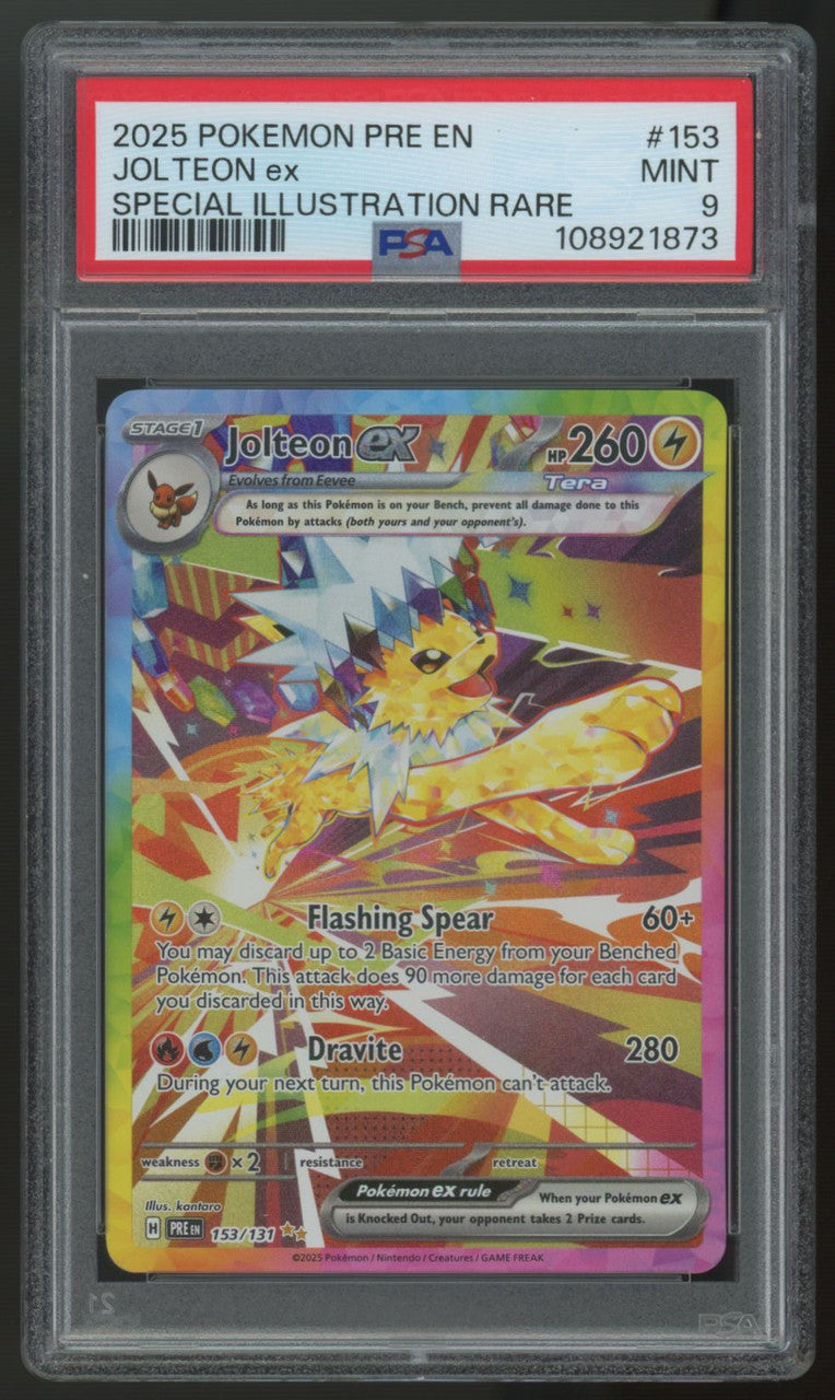 2025 Pokemon Jolteon ex Prismatic Evolutions Special Art Rare #153 PSA 9