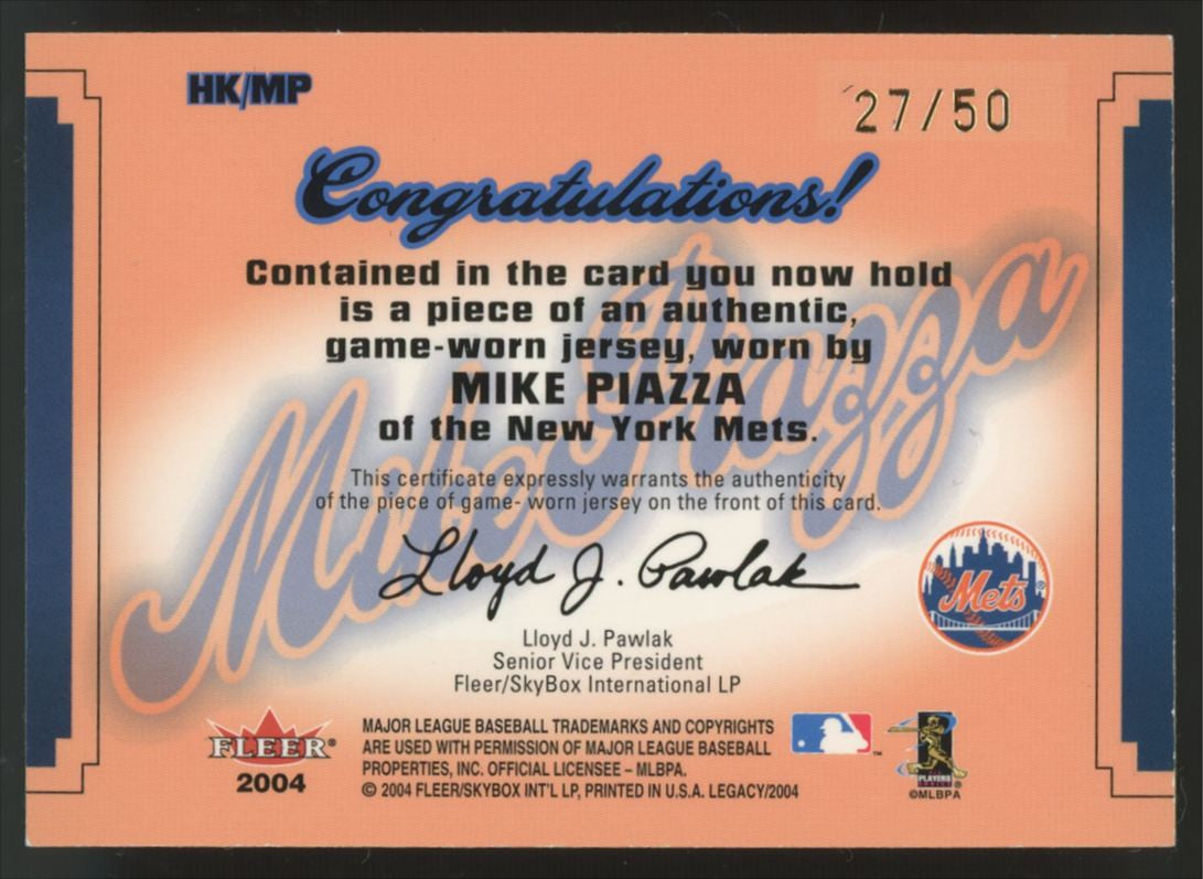 2004 Fleer Legacy Mike Piazza Gold Hit Kings Patch /50 #HK/MP