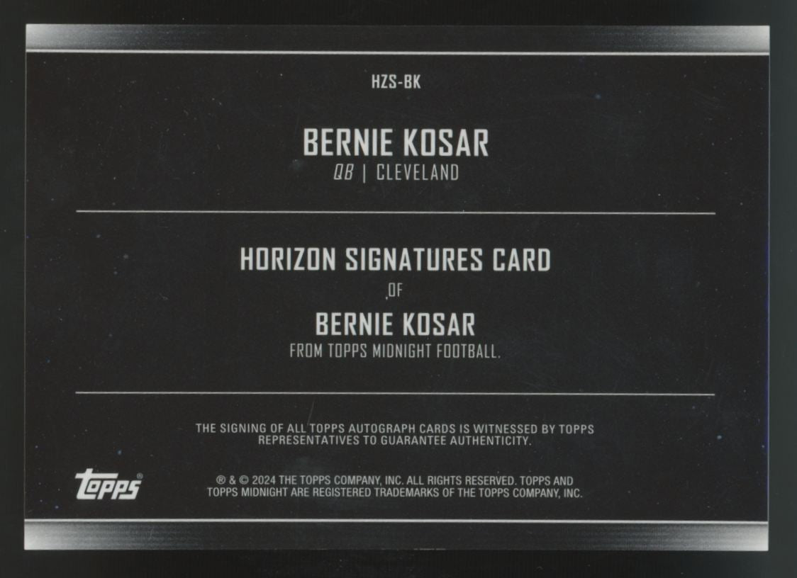 2024 Topps Midnight Bernie Kosar Horizon Equinox Auto /20 #HZS-BK