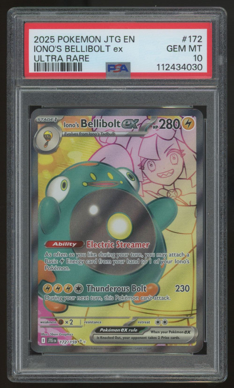 2025 Pokemon Iono's Bellibolt ex Ultra Rare #172 PSA 10