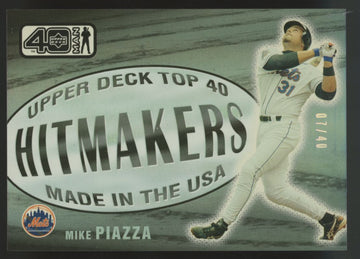 2002 Upper Deck 40 Man Mike Piazza Top 40 Hitmakers Electric Rainbow /40 #1069