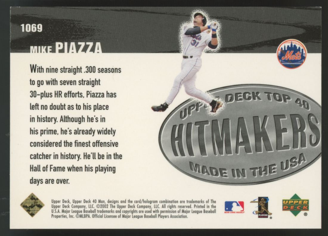 2002 Upper Deck 40 Man Mike Piazza Top 40 Hitmakers Electric Rainbow /40 #1069