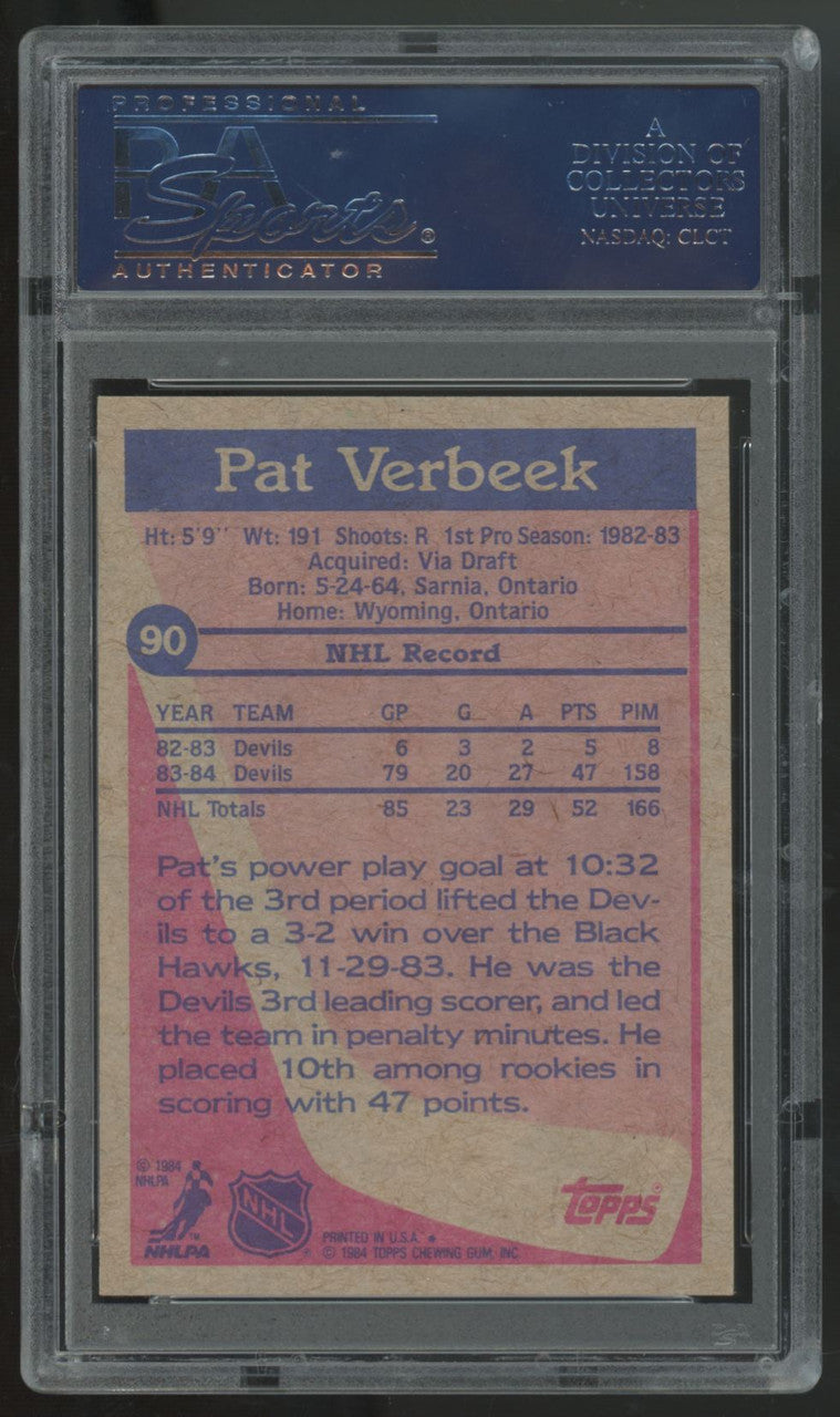 1984-85 Topps Pat Verbeek RC #90 PSA 9