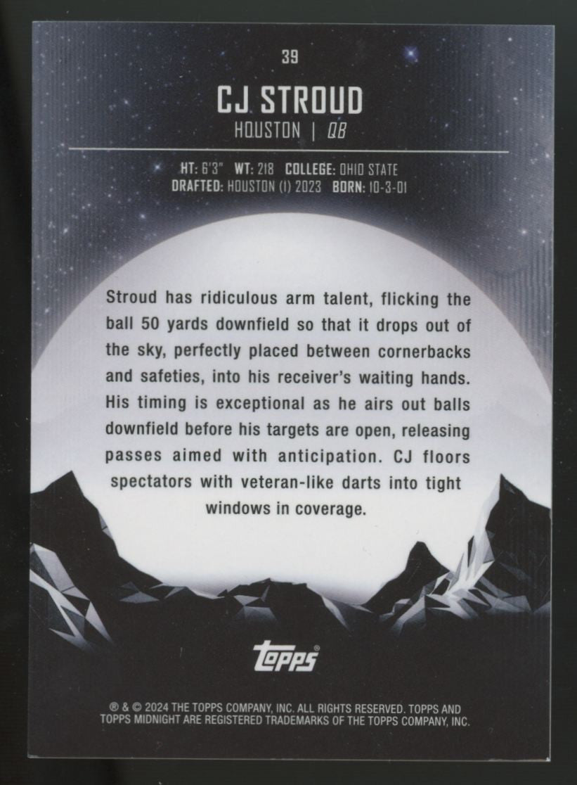 2024 Topps Midnight CJ Stroud Winter Solstice /35 #39