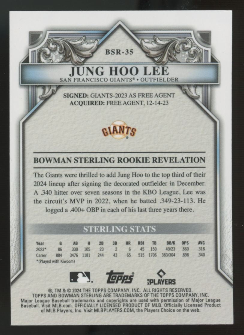 2024 Bowman Sterling Jung Hoo Lee RC Silver Refractor /100 #BSR-35