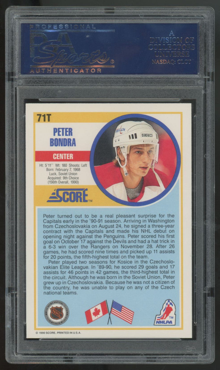 1990-91 Score Rookie & Traded Peter Bondra RC #71T PSA 10