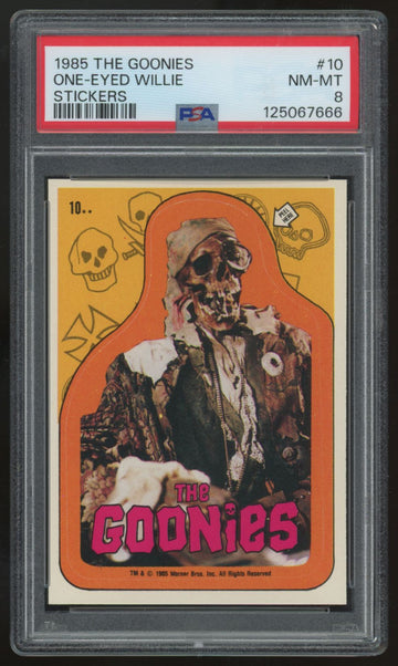 1985 The Goonies One-Eyed Willie Stickers #10 PSA 8