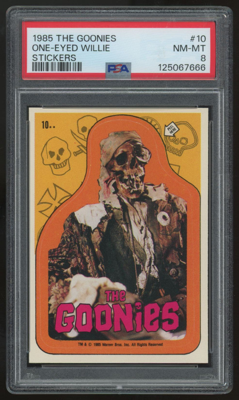 1985 The Goonies One-Eyed Willie Stickers #10 PSA 8