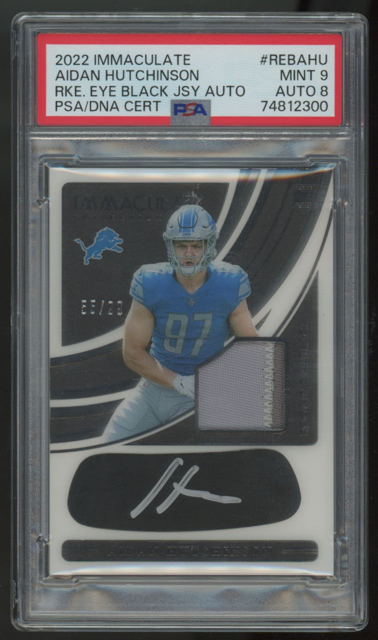 2022 Immaculate Aidan Hutchinson Eye Black RC Patch Auto RPA /99 PSA 9 8