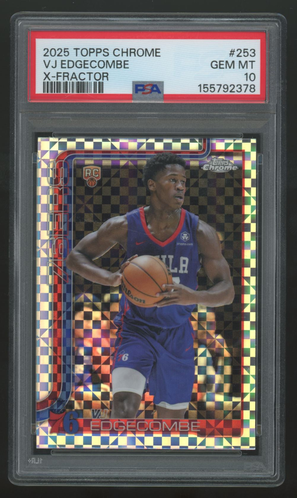 2025-26 Topps Chrome VJ Edgecombe RC X-Fractor #253 PSA 10