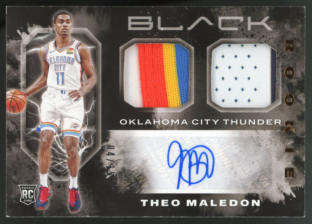 2020-21 Black Theo Maledon RC Dual Patch Auto RPA /15 #RMA-MAL