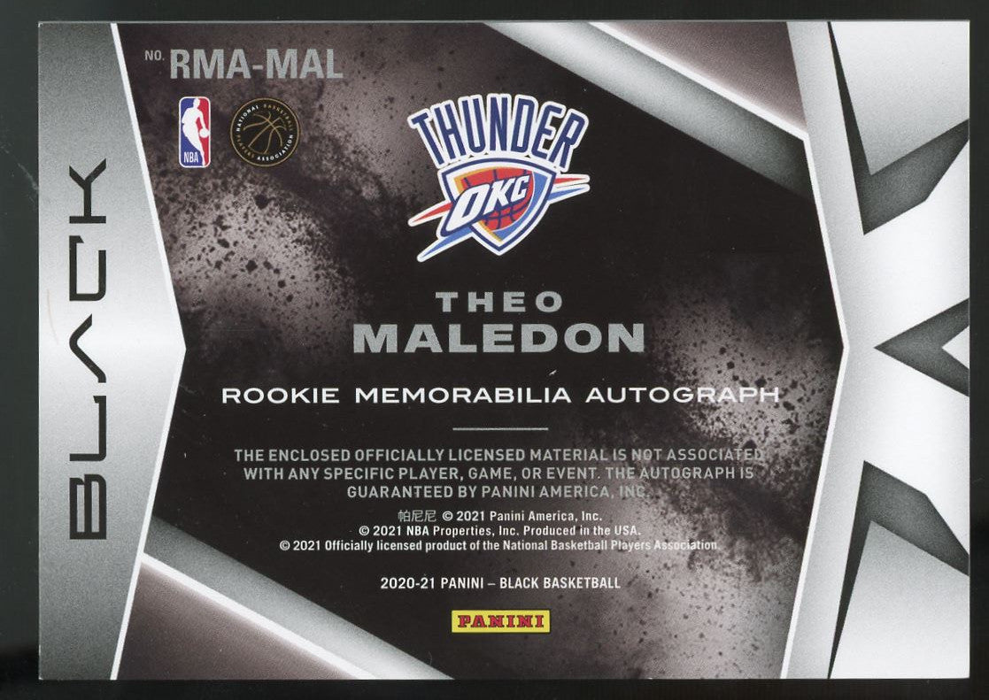 2020-21 Black Theo Maledon RC Dual Patch Auto RPA /15 #RMA-MAL